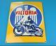 Vintage Victoria Motorcycle Porcelain Gas Bike Service Station Pump Plate Sign