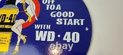 Vintage WD 40 Porcelain Gas Service Station Trouble Shooter Pump Sign