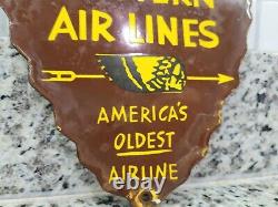Vintage Western Airlines Porcelain Sign Arrowhead Garage Gas Station Oil Service