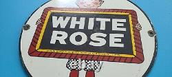 Vintage White Rose Gasoline Porcelain 12 Slate Boy Gas Oil Service Station Sign