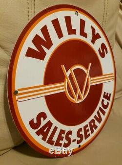 Vintage Willy's Porcelain Gas Jeep Overland Service Station Dealership Sign