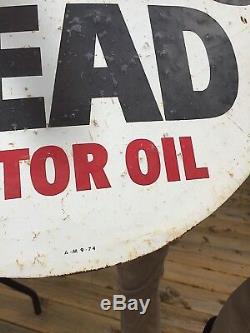 Vintage Wolf Head Motor Oil Metal Sign Gas Gasoline Service Station 30X23