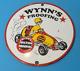 Vintage Wynns Proofing Porcelain Racing Gas Service Station Pump Plate Sign