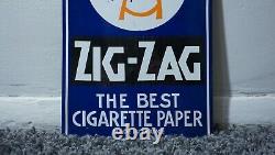 Vintage Zig-zag Porcelain Sign Metal Service Station Plate Oil Gas Rare Tobacco