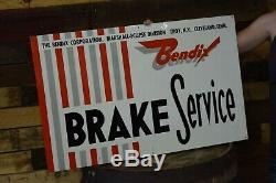 Vintage c. 1960 Bendix Brake Service Gas Station 36 Metal SignNice RARE colors