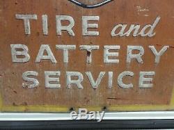 Vtg Goodyear Tire And Battery Sign Old Gas Service Station 30x30 Display