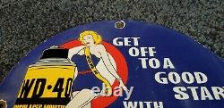 Wd 40 Porcelain Gas Oil Vintage Style Lube Pin Up Girl Service Station Pump Sign