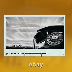 12x8 Vintage The Black Gray Téléphone Station De Service D'essence Émail Porcelaine Signe