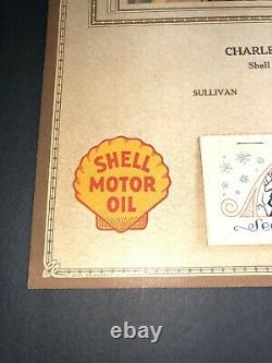 1930 Shell Oil Calendrier Sign Service Station Sullivan Illinois Chiens De Chasse