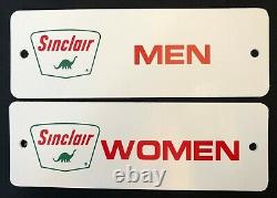 3 Sinclair Restroom Gas & Oil Service Station Sign Women Men Vintage Advertising