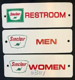 3 Sinclair Toilettes Gas & Oil Service Station Signe Femmes Hommes Vintage Publicité