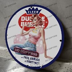 8'' Panneau en porcelaine Bubble Yum Chewing-gum Bleu Blanc Station-service d'huile et de gaz