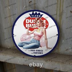 8'' Panneau en porcelaine Bubble Yum Chewing-gum Bleu Blanc Station-service d'huile et de gaz