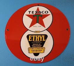Affiche de Pompe de Station-service en Porcelaine Texaco Gasoline Vintage Ethyl 12