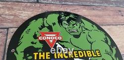 Affiche de pompe à essence Superhéros Hulk Vintage en porcelaine pour station-service Conoco