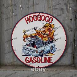 Affiche de station-service en porcelaine Vintage Hoggoco Rat Fink Gas Motor Oil Service Pump Sign 12'