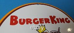 Ancien Burger King Porcelaine Coca Cola Gas Restaurant Service Station Sign