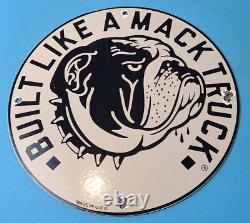 Ancien Mack Trucks Porcelaine Bulldog Service Station Essence Diesel Plaque Signalétique