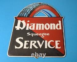 Ancien Service De Diamant Pneus De Porcelaine Station À Essence Plaque De Pompe Automobile Signe