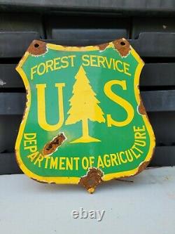 Ancien Service Forestier Porcelaine Signe Dept Agriculture Natl Park Gas Station Oil