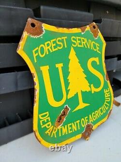 Ancien Service Forestier Porcelaine Signe Dept Agriculture Natl Park Gas Station Oil