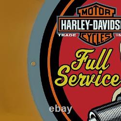 Ancien Service Harley Essence Porcelaine À Moteur Station D'essence À Gaz Plaque De Pompe