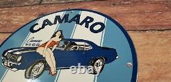 Ancienne Camaro Porcelaine Chevrolet 1969 Ss Station De Service D'essence Automobile Signe