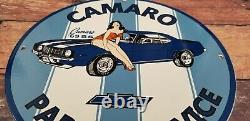 Ancienne Camaro Porcelaine & Métal Chevrolet Gaz Pièces Service Station Panneau Publicitaire