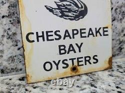Ancienne Enseigne De Porcelaine De Cygne Noir Chesapeake Bay Oyster Gas Station Oil Service