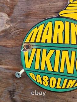 Ancienne Enseigne De Porcelaine Viking Station D'essence Marine Service Garage Die-cut