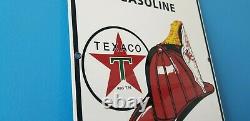 Ancienne Enseigne Texaco Fire Chef Essence Station-service De Porcelaine Essence Et Pétrole