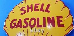 Ancienne Essence Shell Station De Service D'essence De Porcelaine Plaque De Pompe Clam Shape Signe