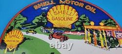 Ancienne Essence Shell Station De Service D'essence De Porcelaine Plaque De Pompe Enseigne De Distributeur