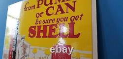 Ancienne Essence Shell Station De Service D'essence De Porcelaine Plaque De Pompe Panneau D'huile