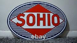 Ancienne Essence Sohio Porcelaine Ohio Station De Service De Gaz Pompe Automobile Signe