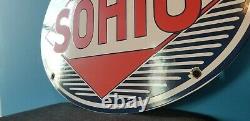 Ancienne Essence Sohio Porcelaine Ohio Station De Service De Gaz Pompe Automobile Signe