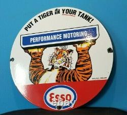 Ancienne Esso Essence Porcelaine Gaz Tiger Station De Service Plaque De Pompe