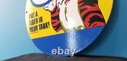 Ancienne Esso Essence Porcelaine Gaz Tiger Station De Service Plaque De Pompe