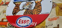 Ancienne Esso Esso Essence Gaz De Porcelaine Station De Service D'huile De Moteur Plaque Signalétique