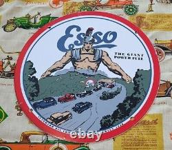 Ancienne Esso Esso Essence Porcelaine Émail Station De Service D'essence Plaque De Pompe