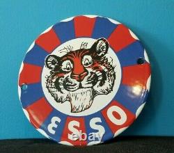 Ancienne Esso Esso Essence Porcelaine Essence Tiger Station De Service Plaque De Pompe 6 Signe