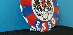 Ancienne Esso Esso Essence Porcelaine Essence Tiger Station De Service Plaque De Pompe 6 Signe