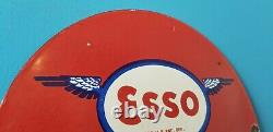 Ancienne Esso Esso Essence Porcelaine Produits Aéronautiques Station-service Essence Fuel Signe