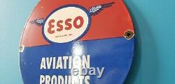 Ancienne Esso Esso Essence Porcelaine Produits Aéronautiques Station-service Essence Fuel Signe