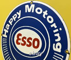 Ancienne Esso Esso Essence Porcelaine Signe Station D'essence Plaque De Pompe Service D'huile De Moteur