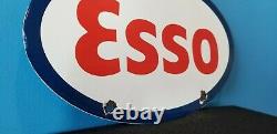 Ancienne Esso Esso Essence Station De Service De Gaz De Porcelaine Plaque De Pompe Plaque Métallique