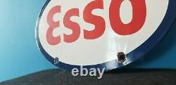 Ancienne Esso Esso Essence Station De Service De Gaz De Porcelaine Plaque De Pompe Plaque Métallique