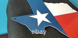 Ancienne Huile De Humble Co Porcelaine Texas Flag Station De Service De Gaz Plaque De Pompe