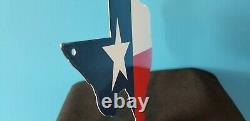 Ancienne Huile De Humble Co Porcelaine Texas Flag Station De Service De Gaz Plaque De Pompe