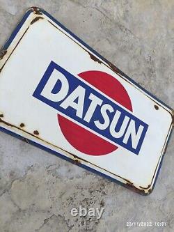 Ancienne Plaque De Pompe À Gaz De Porcelaine De Datsun Camions Automatiques Station De Service Signe De Vente